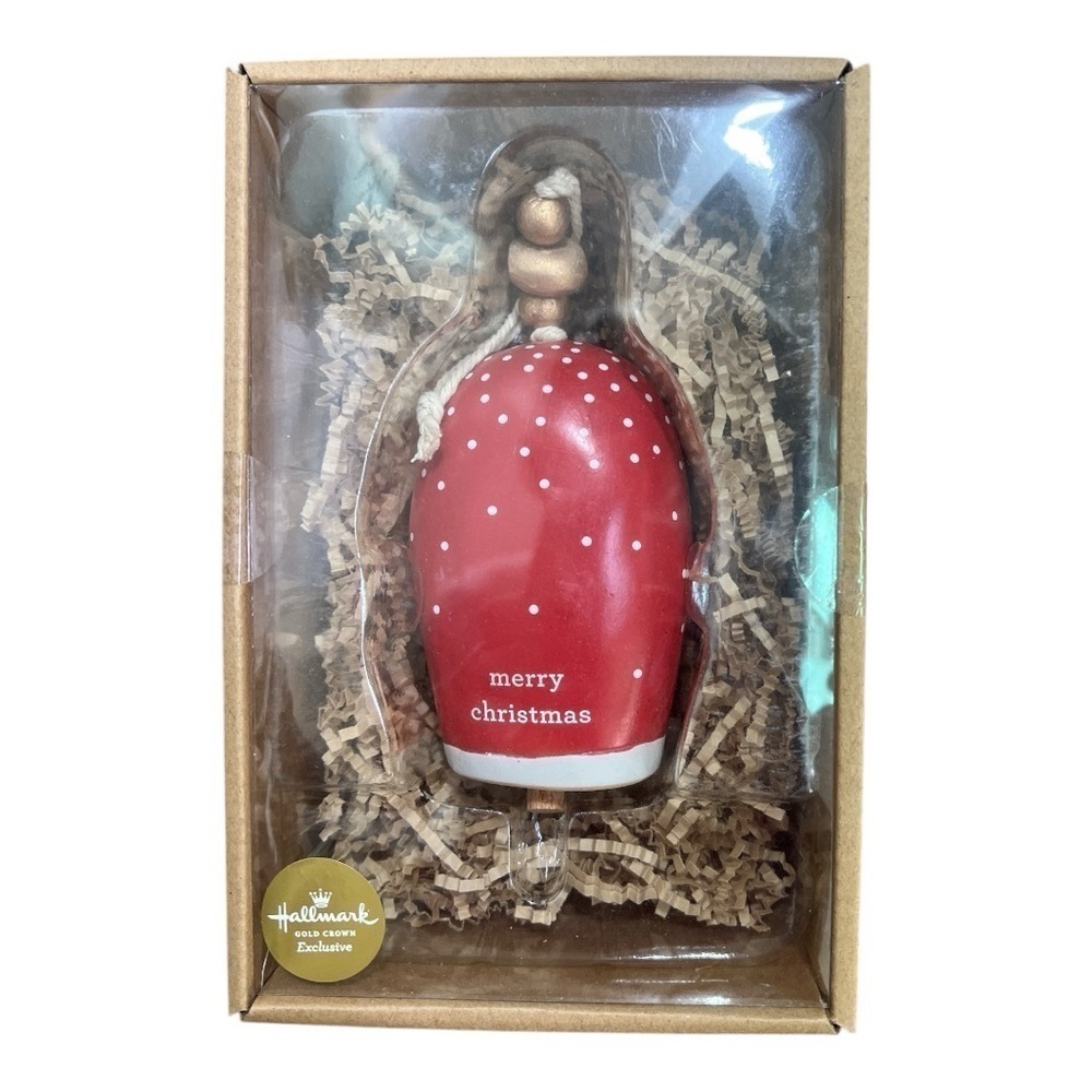 Demdaco Merry Christmas Bell Red Rustic NIB